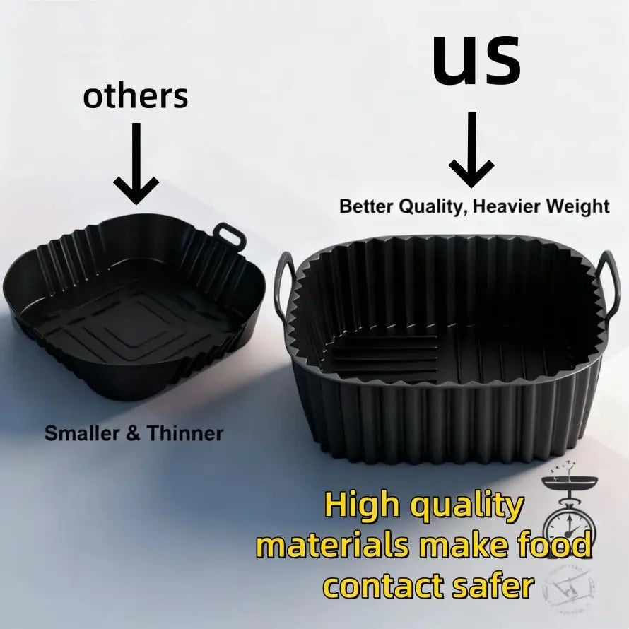 Air Fryer Silicone Liners Square Reusable Non Stick Basket Mat for 4-7QT Air Fryer Oven Microwave Baking Airfryer Accessories