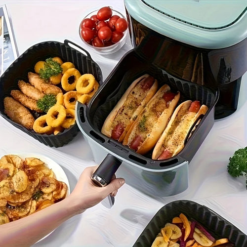 Air Fryer Silicone Liners Square Reusable Non Stick Basket Mat for 4-7QT Air Fryer Oven Microwave Baking Airfryer Accessories